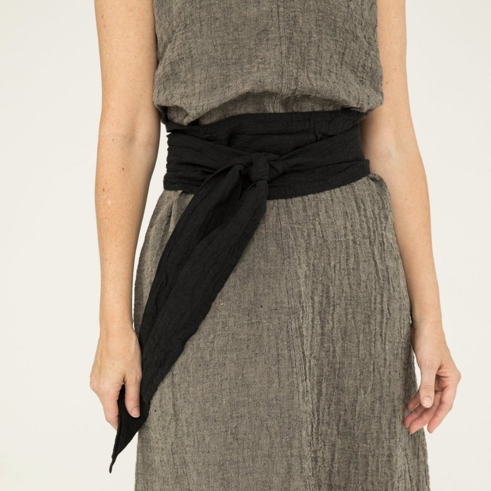 Elizabeth Suzann - Asawa Tie Belt in Linen Gauze | Black - OS